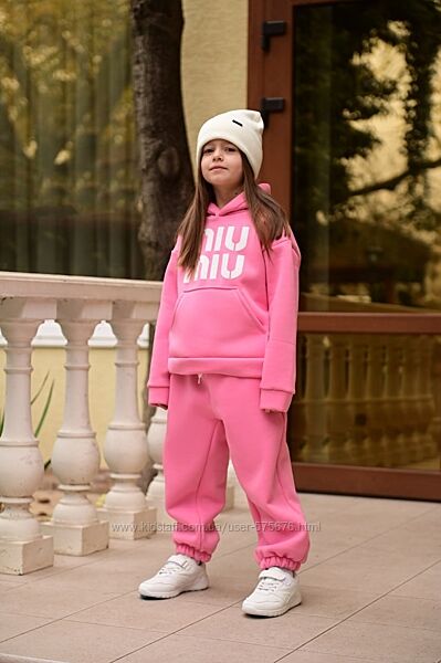 р.128 до 152 Дитячий теплий зимовий костюм оверсайз тринитка з начосом