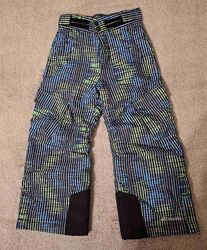 Дитячі зимові штани columbia, синьо-зелені з принтом, розмір 6/7, з системо