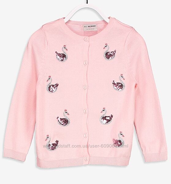 Кардиган-Ваiкiкі/Бавовна110та128см-Лебеді/паєтки-Кофточки-Рисунок110-134см