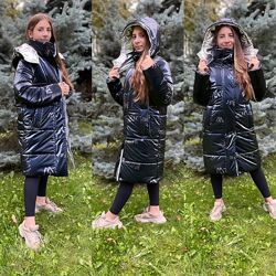 Зимняя удлиненная куртка для девочек 140-158 рр