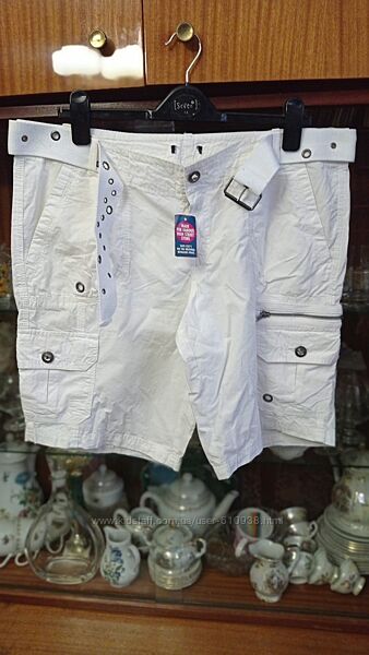 Женские белые шорты на ремне