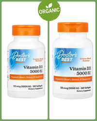 Doctors Best, Вітамін D3, 125 мкг, 5000 МО, 180/360 капсул