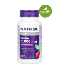 Natrol, Биотин, 10 000 мкг, клубника, 60 таблеток