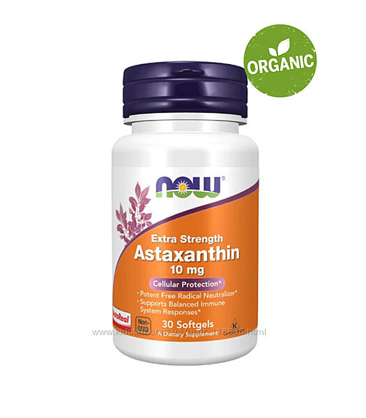 NOW Foods, Астаксантин, 10 мг, 30/60 капсул