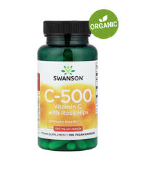Swanson, Вітамін С 500 мг з шипшиною, , 100 капсул