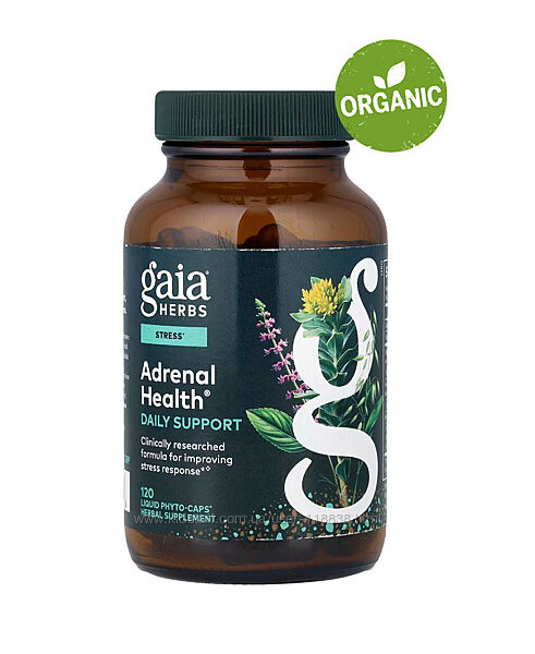 Gaia Herbs, Adrenal Health, щоденна підтримка надниркових залоз, 120 капсул