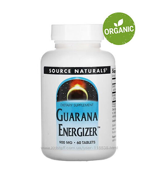 Source Naturals, гуарана, 900 мг, 60 таблеток