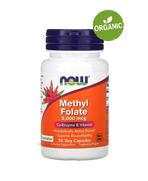 NOW Foods, метилфолат, 5000 мкг, 50 капсул