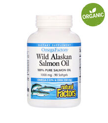 Natural Factors, жир дикого аляскинского лосося, 1000 мг, 90 капсул