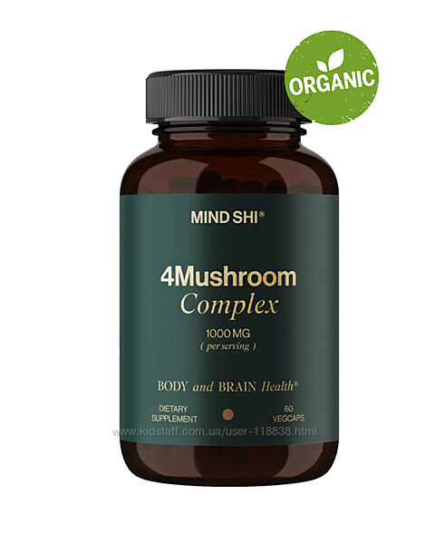Mind Shi, 4Mushroom Complex, 1000 мг, 60 капсул
