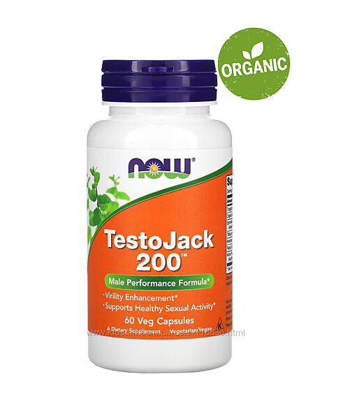 NOW Foods, TestoJack 200, 60 капсул