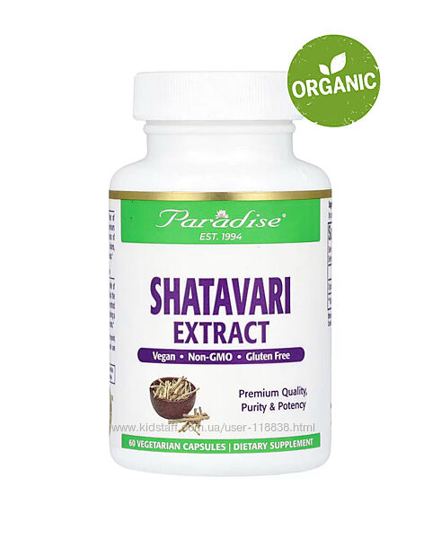 Paradise Herbs, екстракт шатаварі, 60 капсул