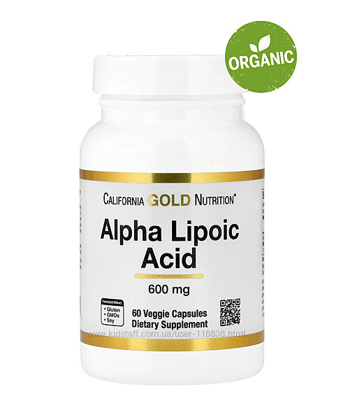 California Gold Nutrition, альфа-ліпоєва кислота, 600 мг, 60 капсул