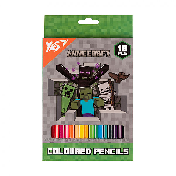 Олівці кольорові Yes 18 кол. Minecraft. Heroes  290732   