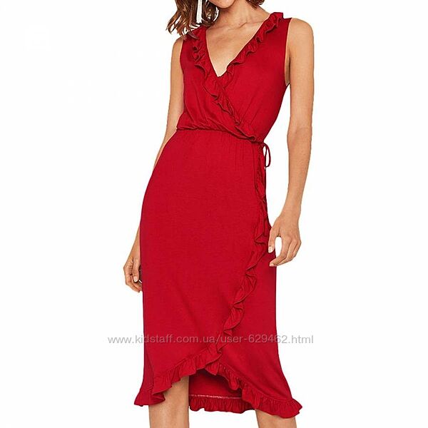 Стильное комфортное трикотажное платье классического красного цвета Oasis