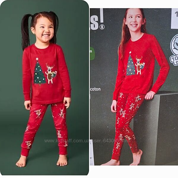 Піжама різдвяна новорічна з оленем Lupilu/ Pepperts