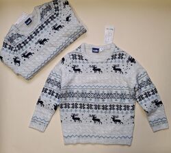 Різдвяний новорічний светрик з жакардовим малюнком lupilu