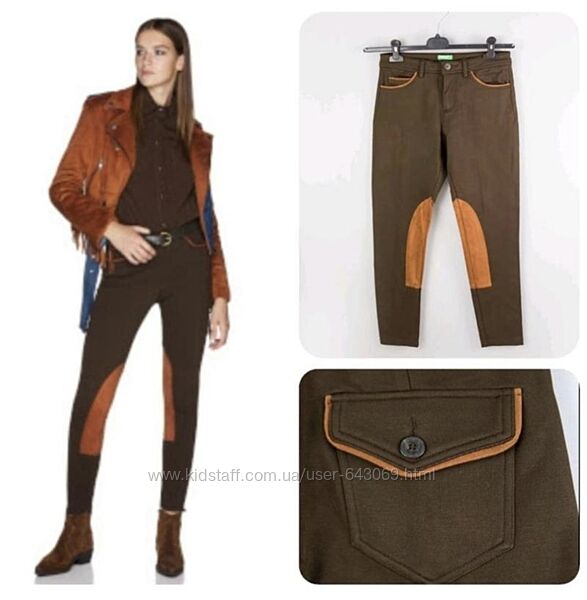 Брюки джегінси утеплені benetton коричневі