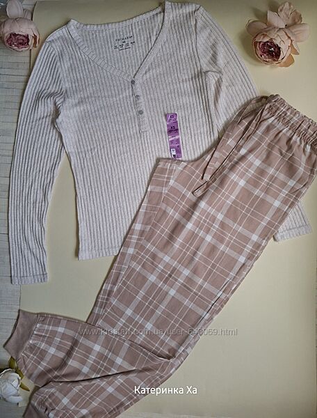 Піжама трикотажна з фланелєвими штанами primark