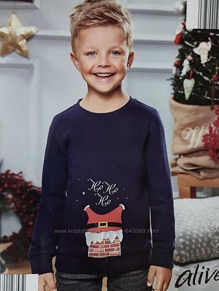 Новорічний різдвяний світшот з начісом, 98-104