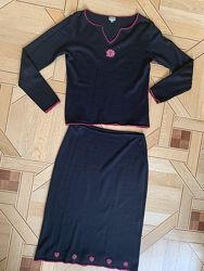 Женский юбочный костюм Etam, карандаш, вязка, шерсть, UK 14, Eur 42