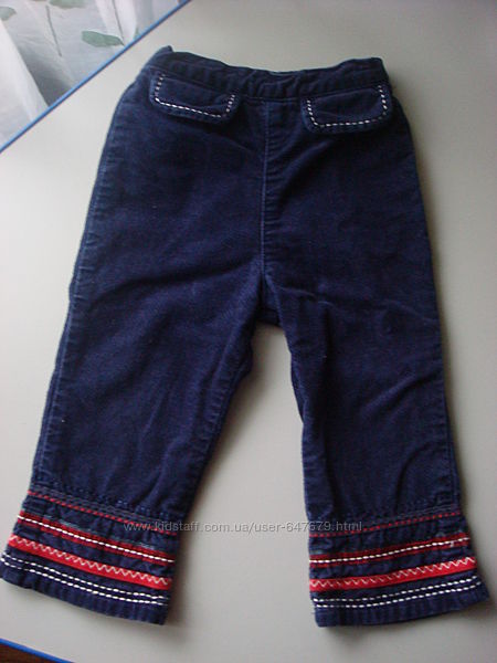 Штаны брюки синие вельветовые бархатные Mini Mode 86-92 см, 2 года
