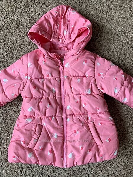 Теплое пальто с капюшоном на девочку 18-24 месяца