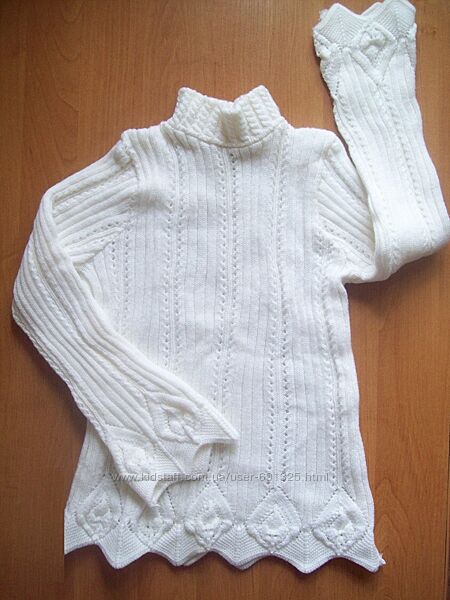 Светр білий акріл та вовна, довжина 55 см.