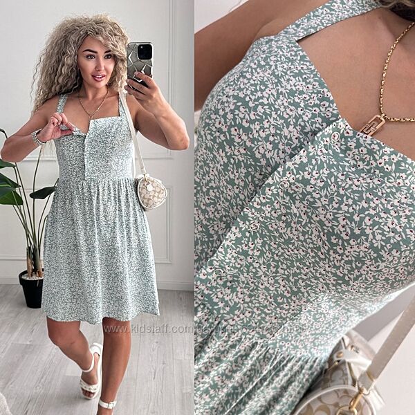 Сарафан зі штапеля на бретелях