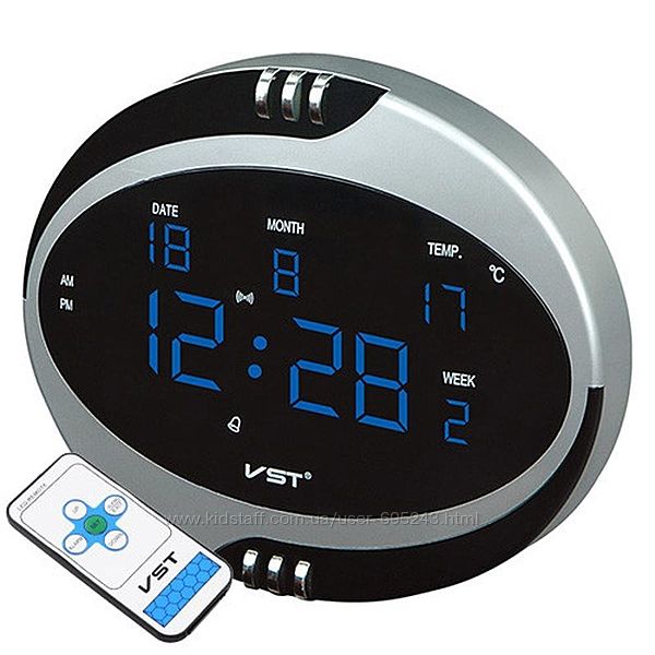Настенные Говорящие Часы С Пультом Управления VST 770 Т-5 Синие
