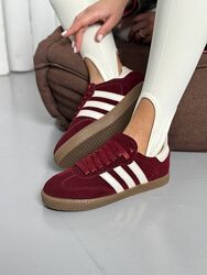 Кеди, натуральна замша, бордові з білими смужками