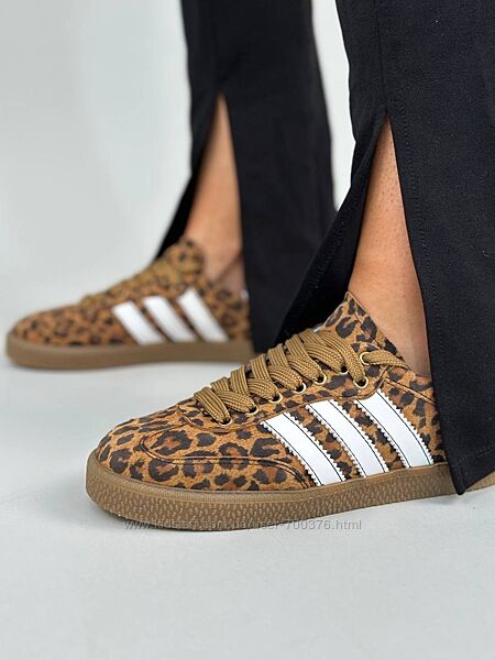 Кеди, натуральна замша, леопардові з білими смужками