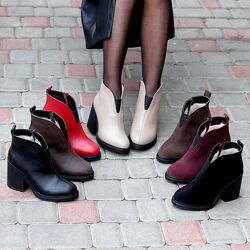 Ботильйони Sophie зима, шкіра/замша, лате/бордо/червоні/чорні/шоколад
