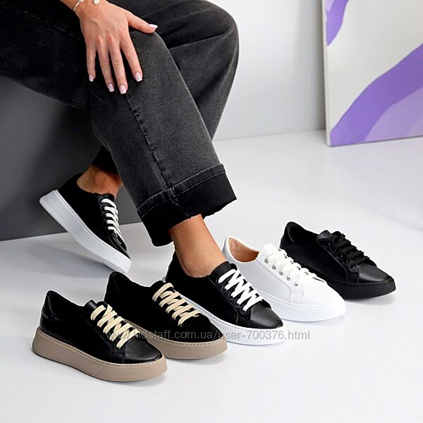 Кеди Cotton, натуральна шкіра/замша, білі/чорні