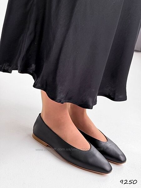 Балетки Slim, натуральна шкіра, чорні