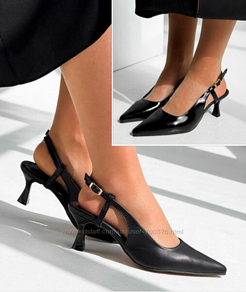 Туфлі Pris, натуральна шкіра/натуральний лак, чорні