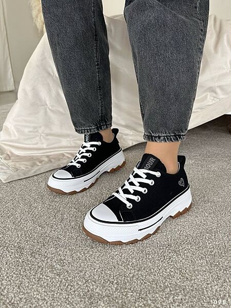 Кеди на платформі, чорні. взуттєвий текстиль