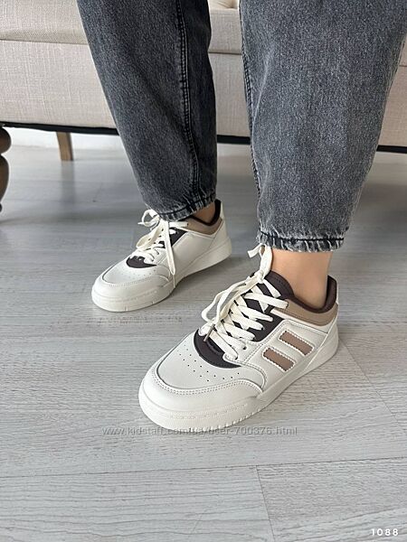 Базові кеди, натуральна шкіра, молочні