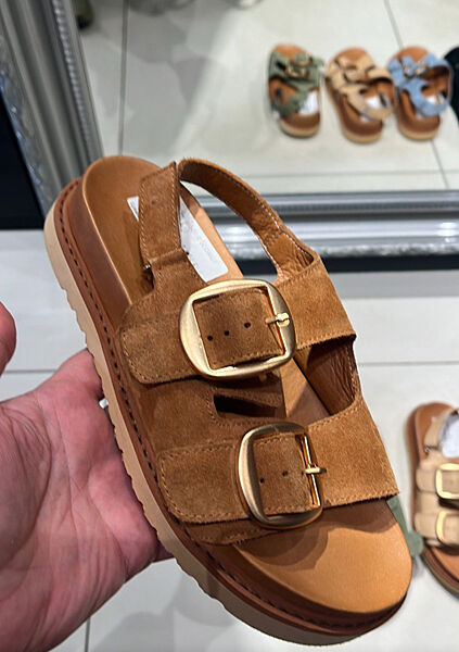 Босоніжки, натуральна замша, руді