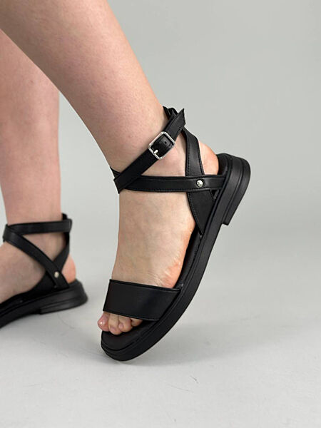 Босоніжки, натуральна шкіра, чорні