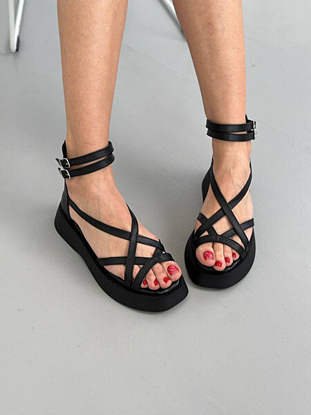 Босоніжки, натуральна шкіра, чорні