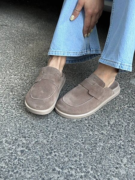 Сабо, натуральна замша, лате