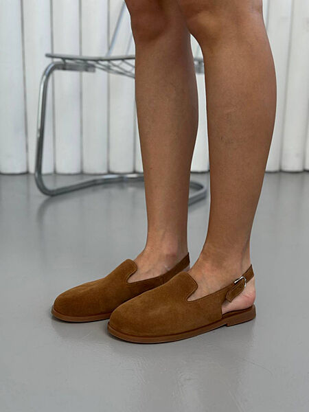 Клогі, натуральна замша, кольору тофі