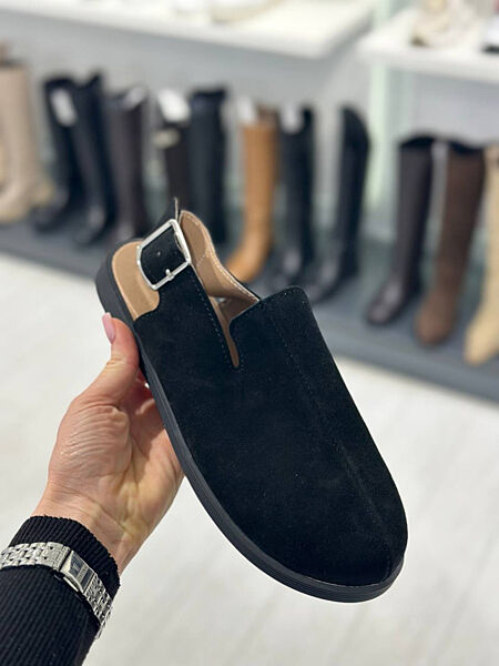 Клогі, натуральна замша, чорні