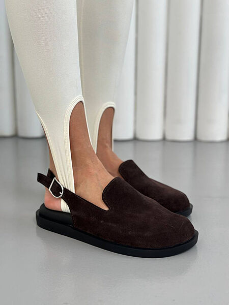 Клогі, натуральна замша, шоколадні