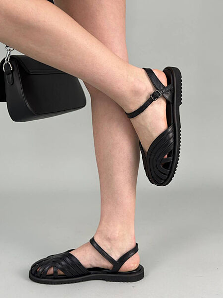 Босоніжки, натуральна шкіра, чорні