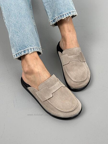 Сабо, натуральна замша, лате