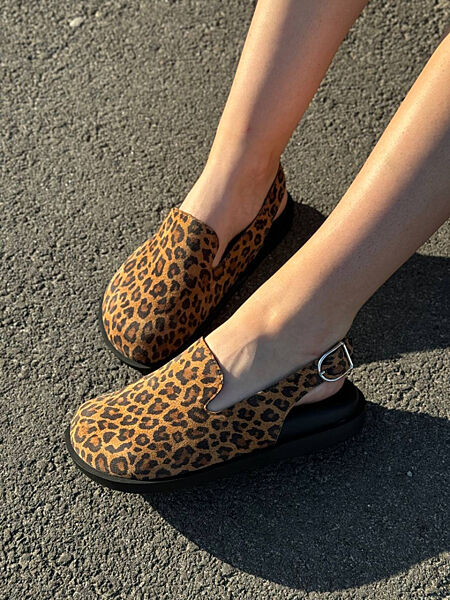 Клогі, натуральна замша, леопардові