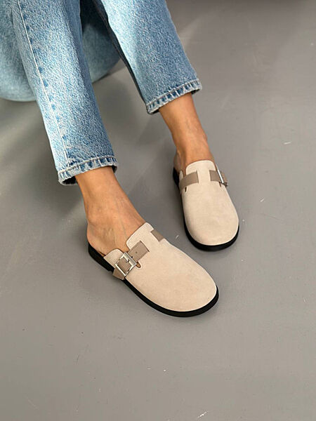 Сабо, натуральна замша, лате