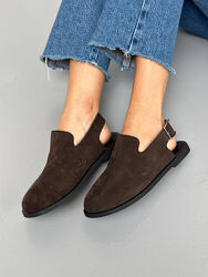 Клогі, натуральна замша, шоколадні